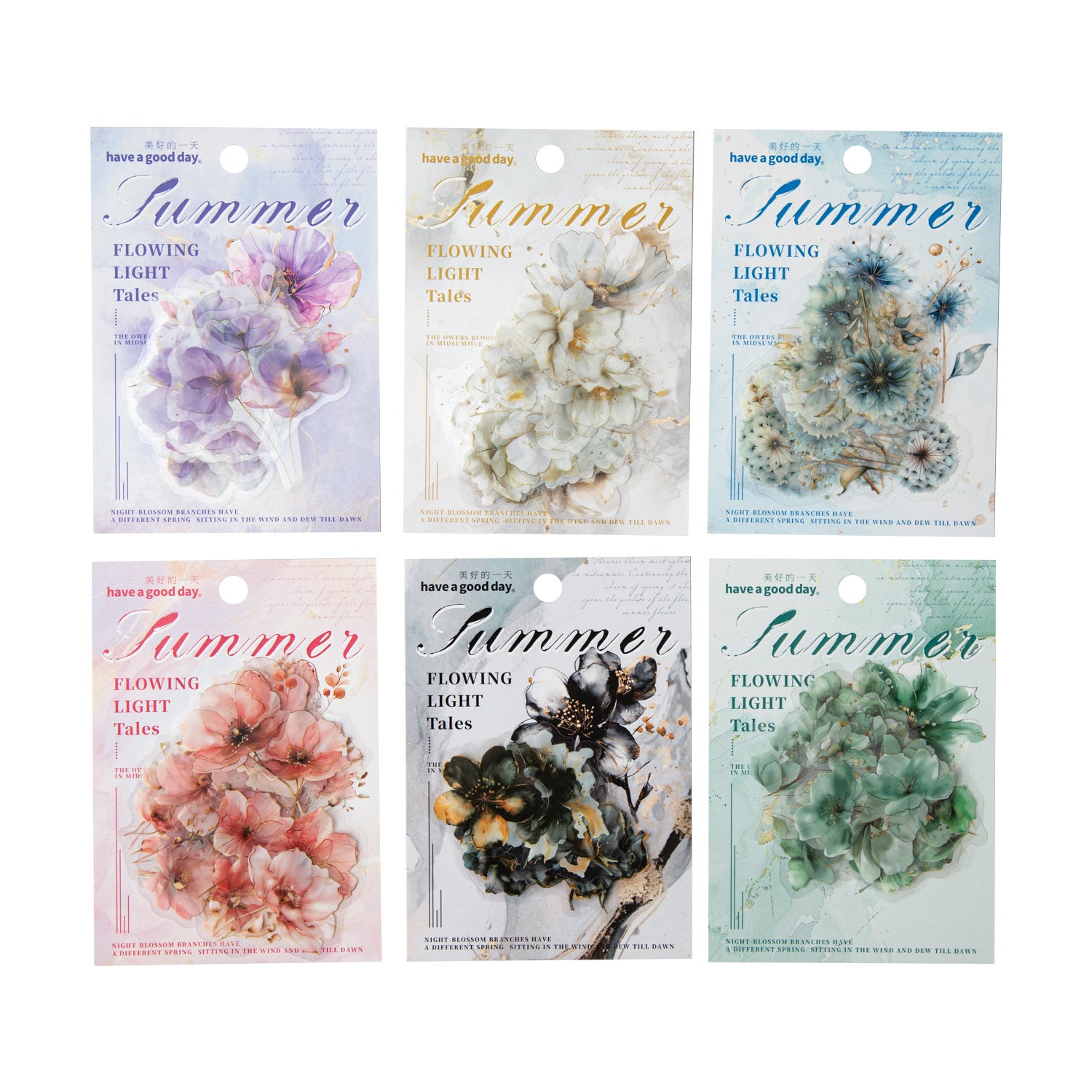 15 Pcs Watercolor Flower PET Stickers FHWY