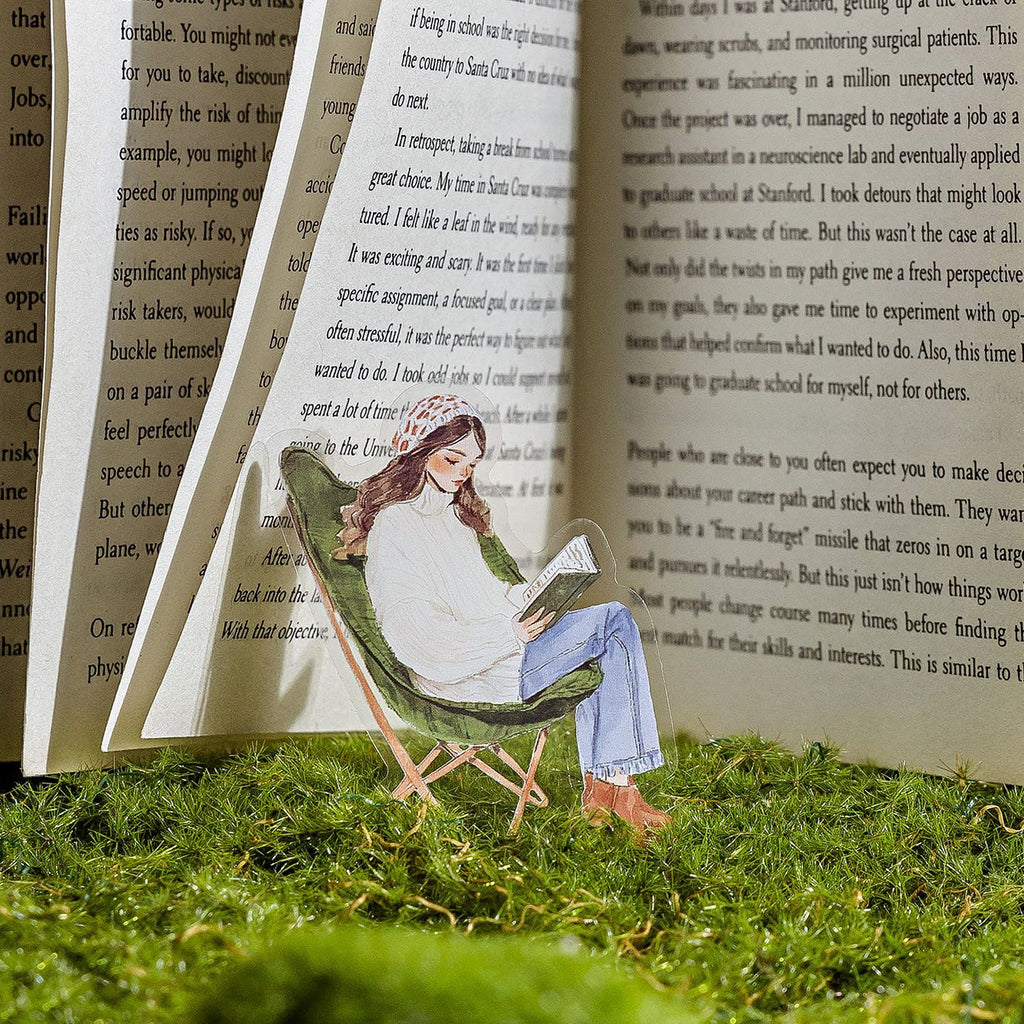 30 Pcs Reading Girl PET Stickers YYDSS