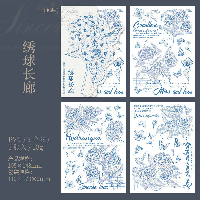 3 Pcs Flower Transfer Stickers QTHY