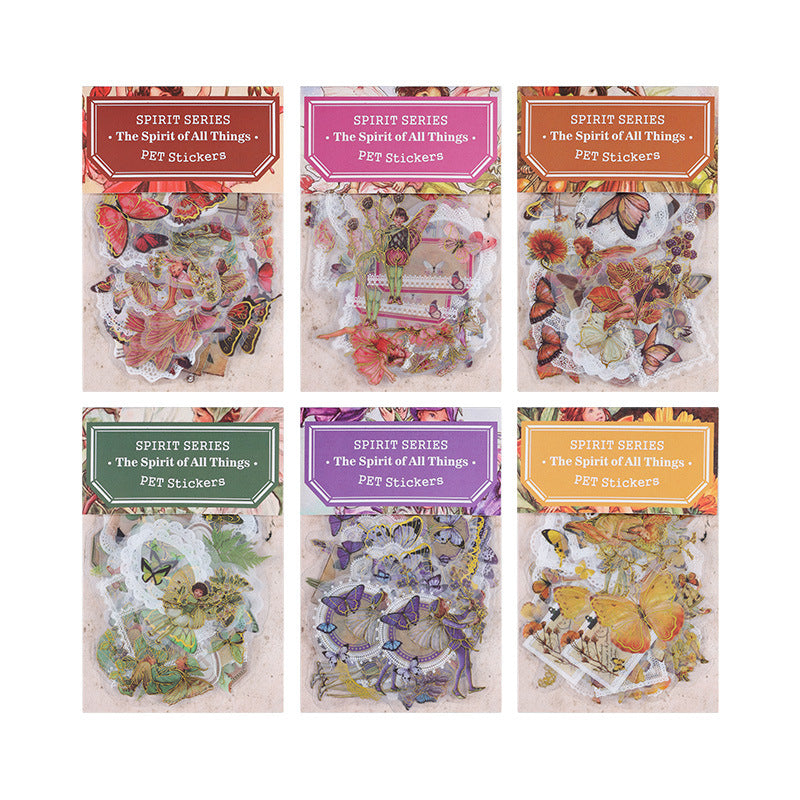 30 Pcs Plants Fairy Gold Foil PET Stickers WWZL
