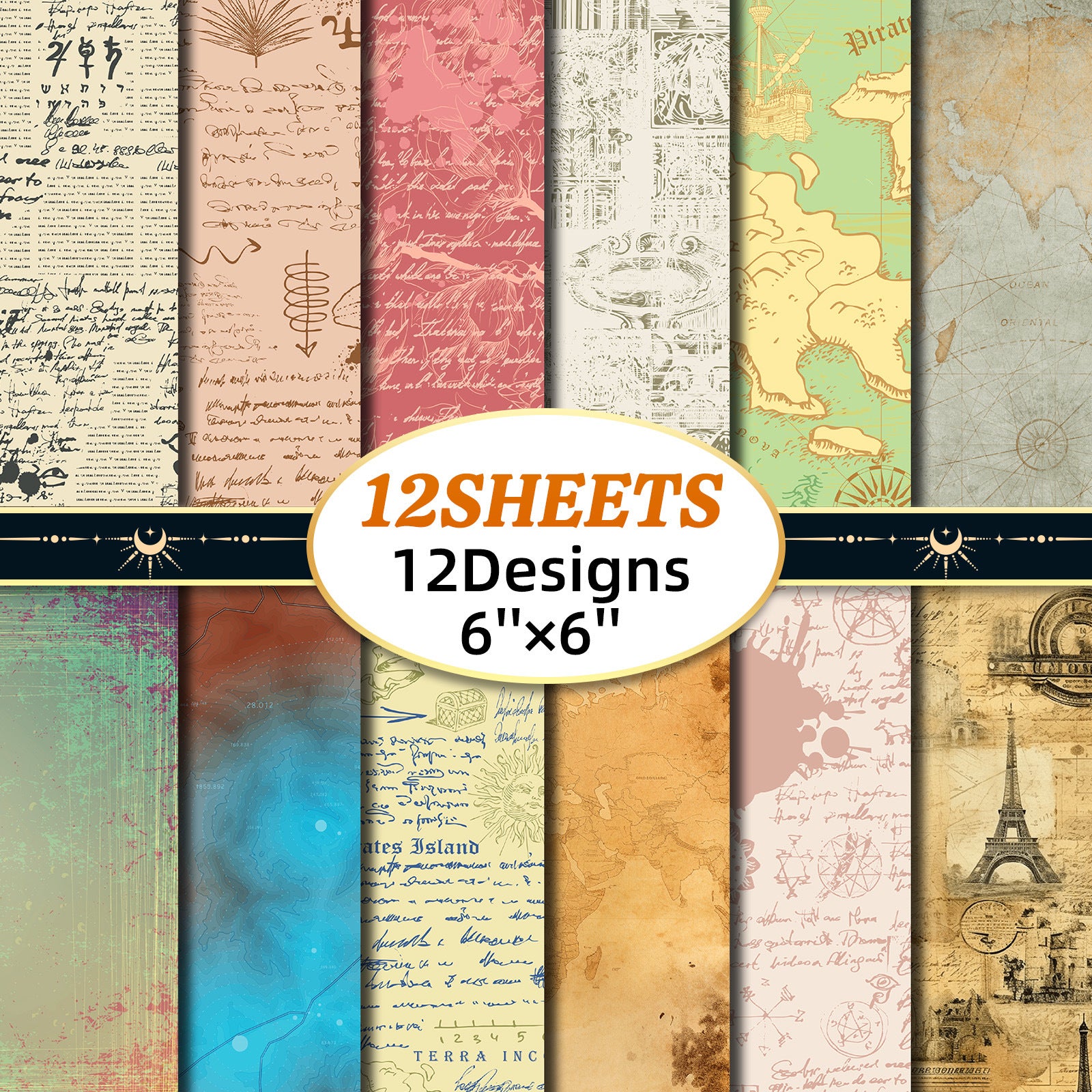 6 inch Vintage Letter Map Scrapbook Paper Pad PA731