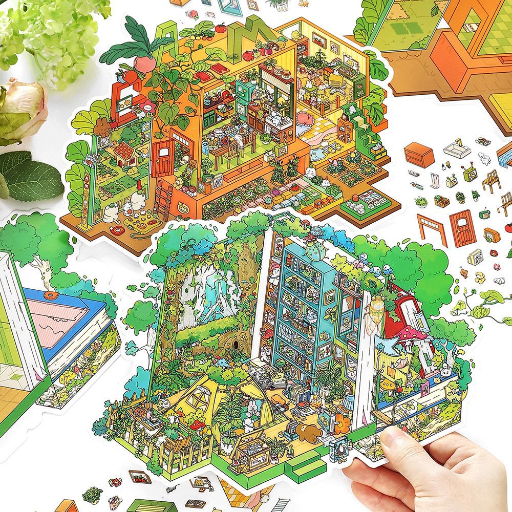 3D House Scene DIY Stickers Kit WDXWEY