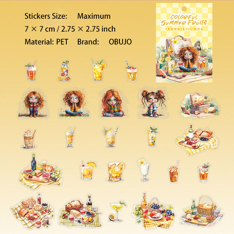 25 Pcs Summer Drink PET Stickers XGBF