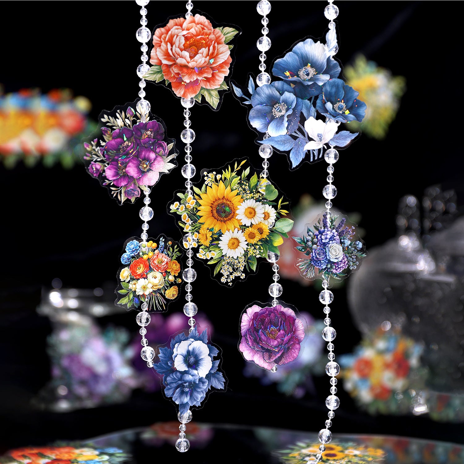15 Pcs Seasonal Flower PET Stickers SJFH