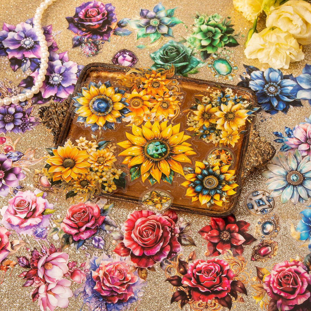 30 Pcs PET Flower Stickers BSZF