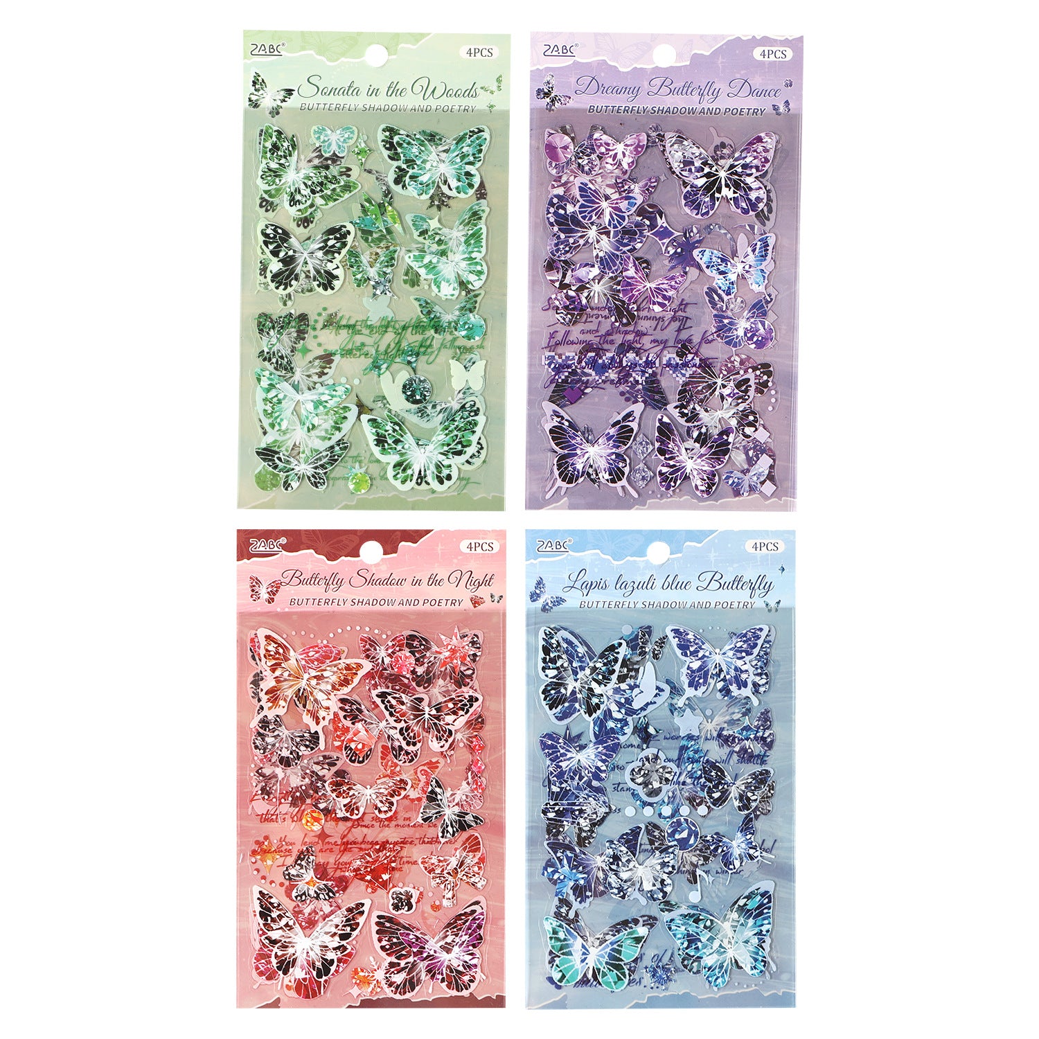 4 Sheets Butterfly PET Stickers MMDY