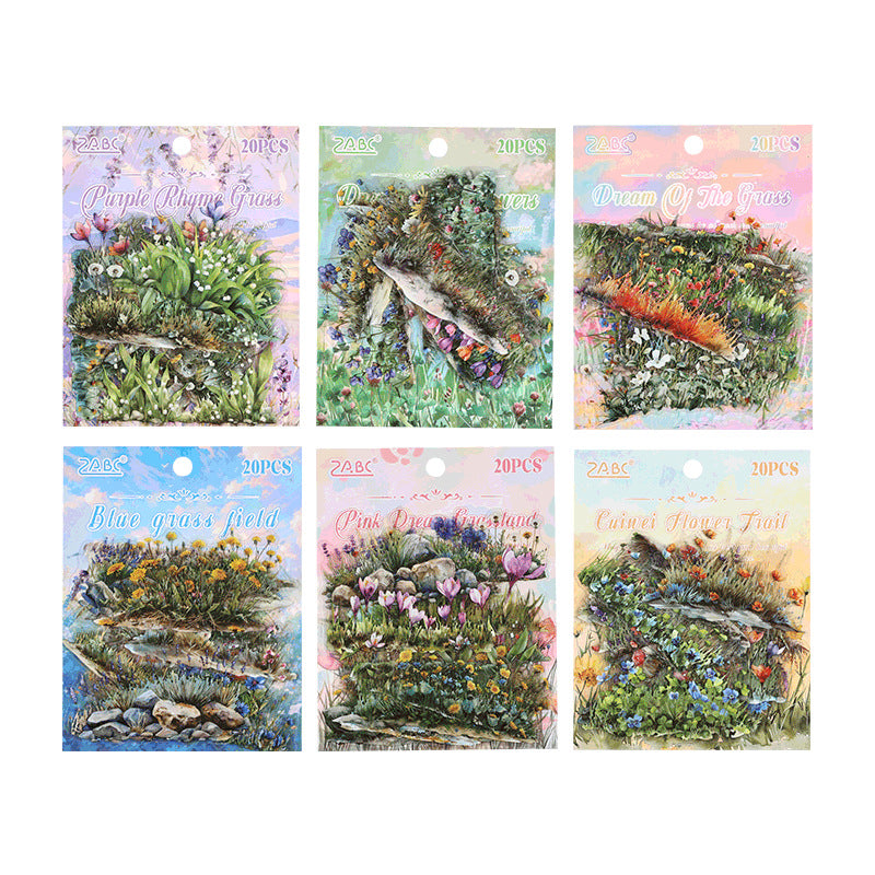 20 Pcs Wild Grass PET Stickers LYFZ