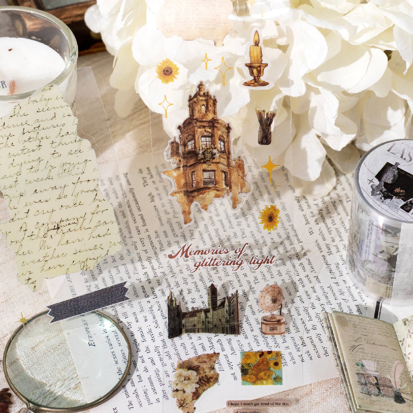 1 Roll Vintage Junk Journal Stickers Tape PTWY