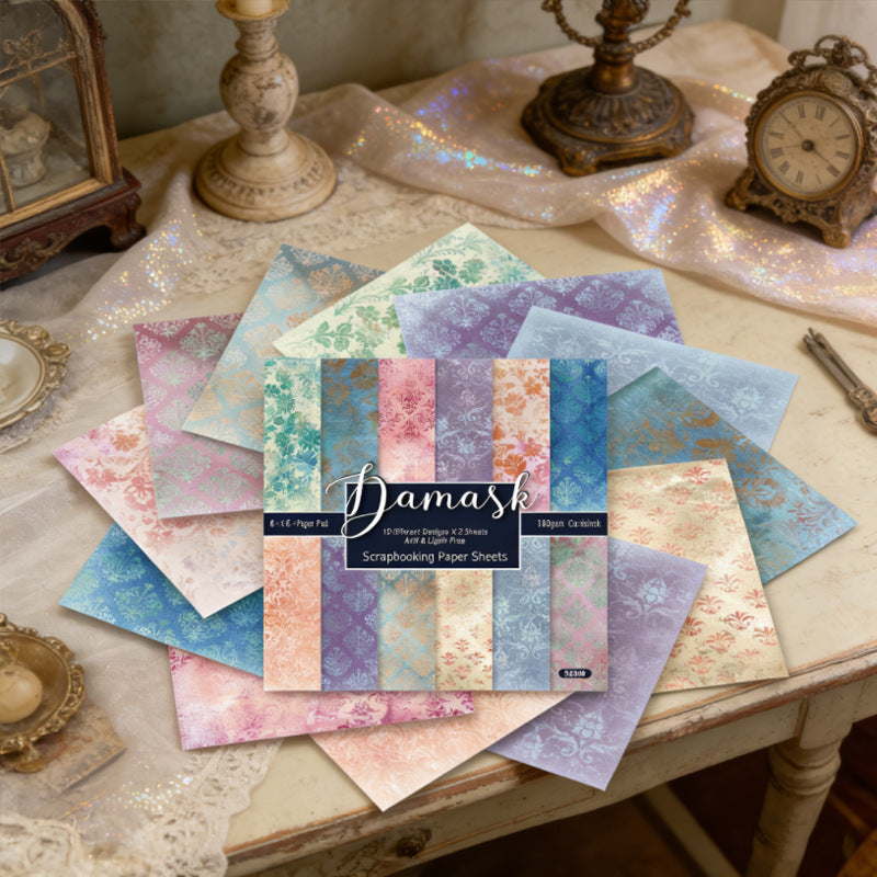 6 inch Damask Scrapbook Paper Pad SKP608