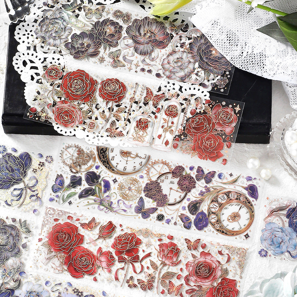 3 Pcs Flowers PET Stickers BLMJ