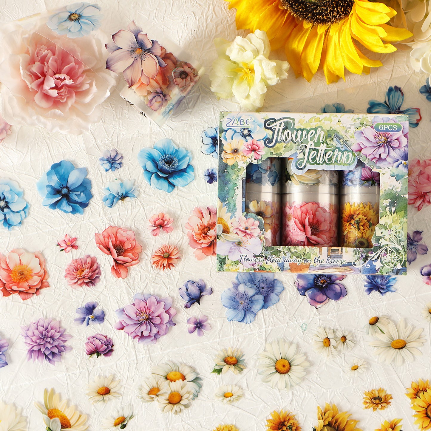 6 Rolls Flowers PET Stickers Tapes Set RRZX