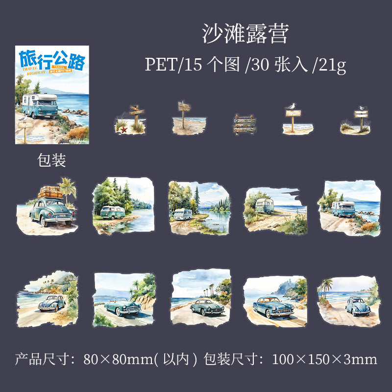 30 Pcs Seasonal Travel PET Stickers LXGL