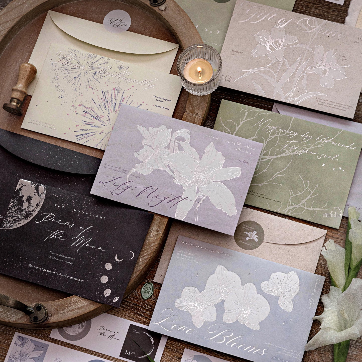 1 Pcs Sliver Foil Envelope with Wax Seal Stickers JMRM