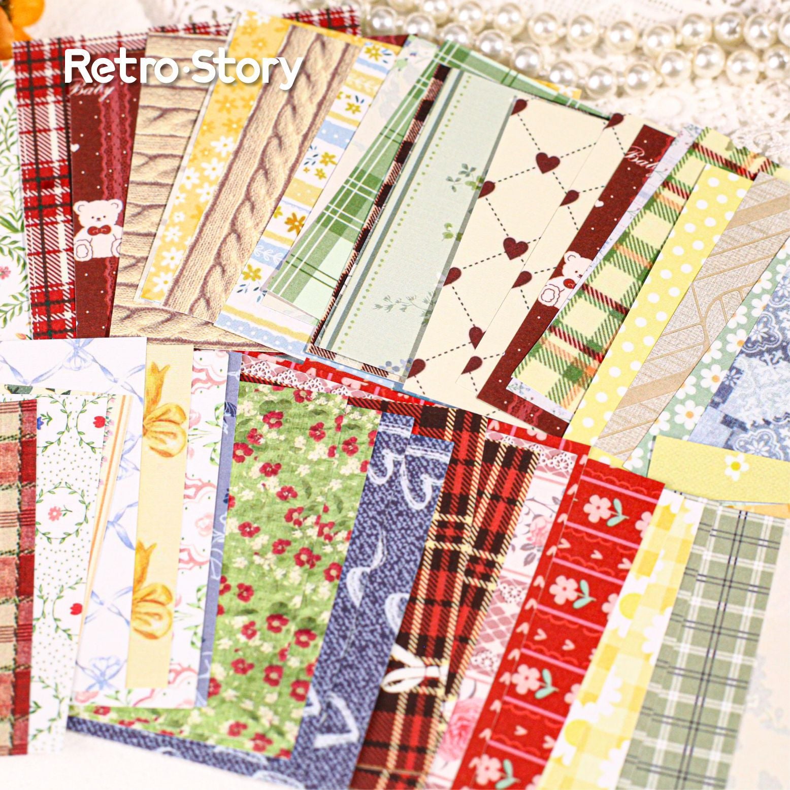 30 Pcs Floral Grid Basic Scrapbook Paper BWZX