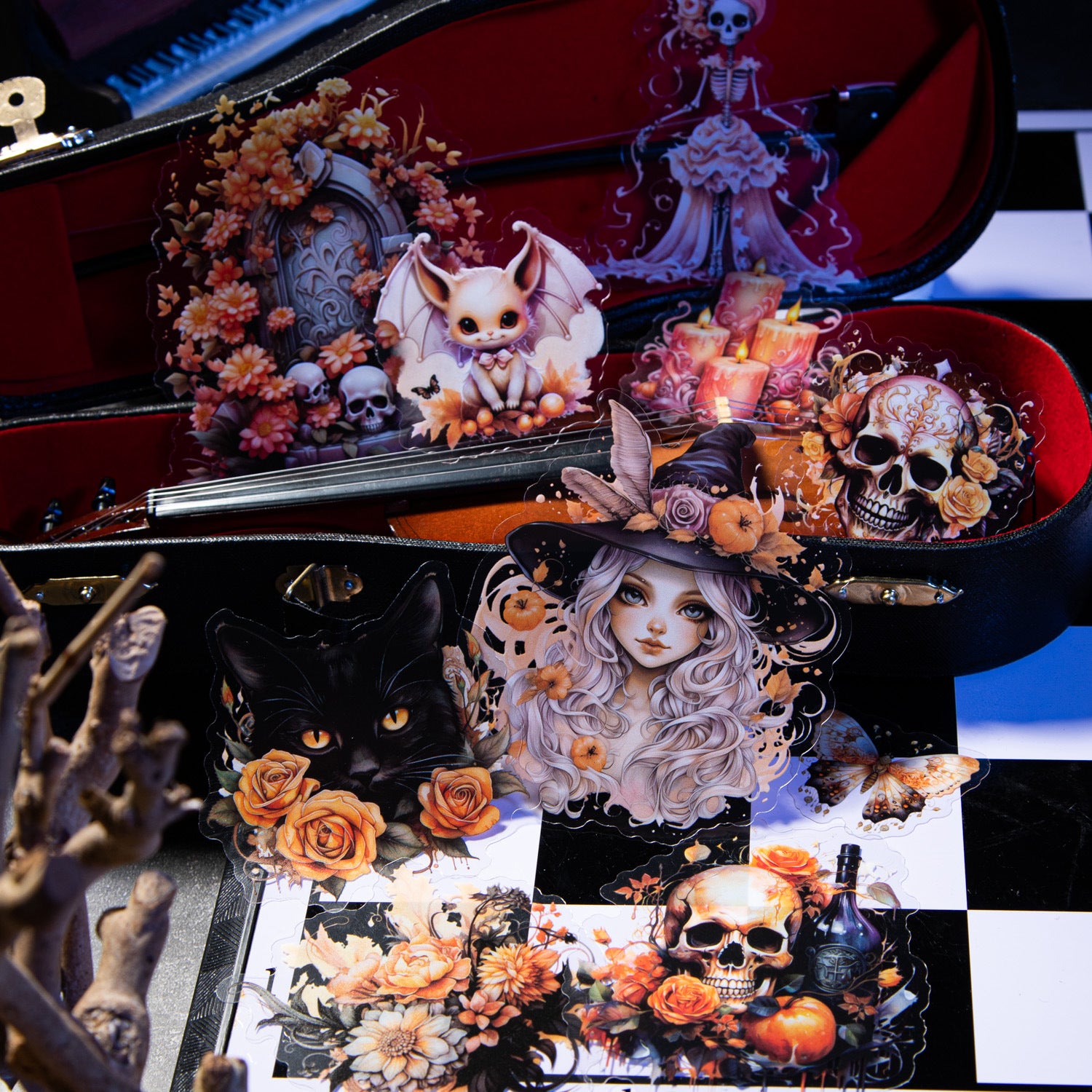 20 Pcs Dark Themed PET Stickers YSJL