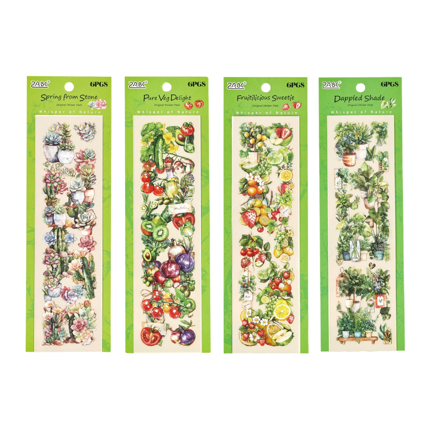 6 Sheets Vegetable Fruit PET Stickers ZRSG