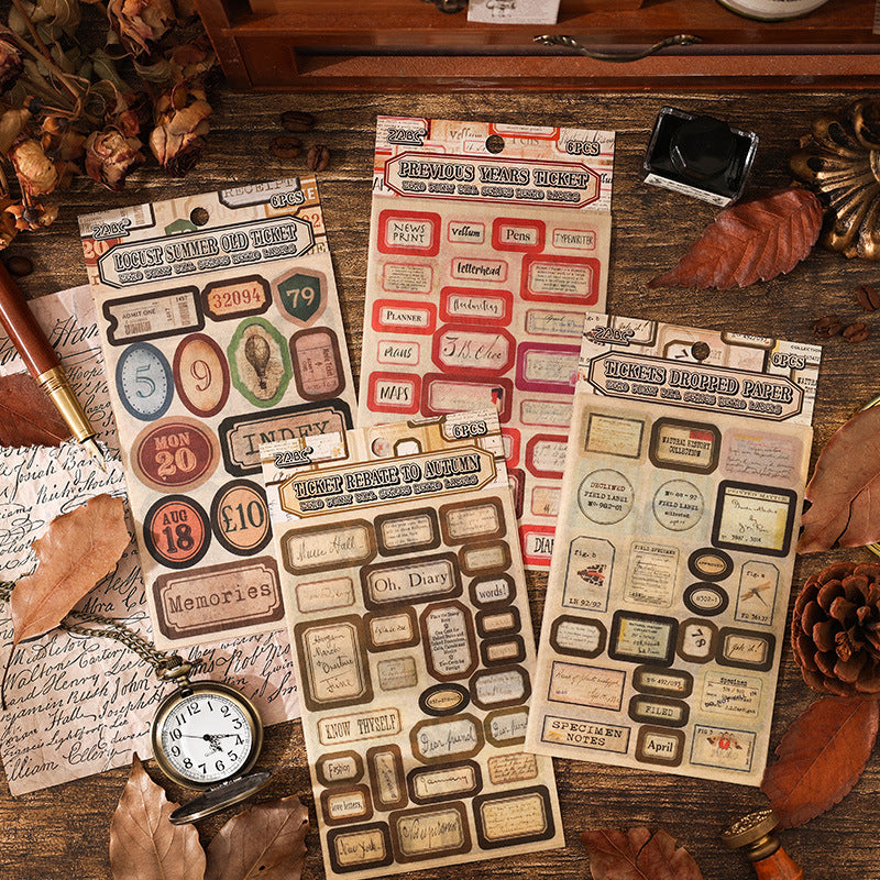 6 Sheets Vintage Lable Washi Stickers LDPJ