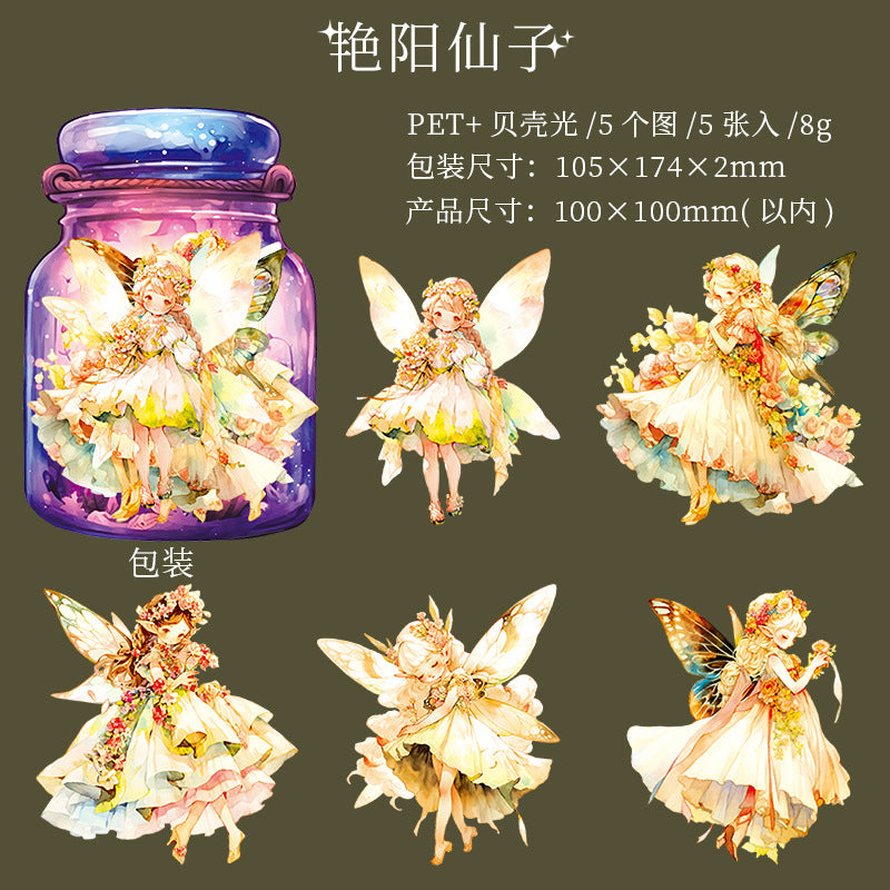 5 Pcs Flower Fairy PET Stickers XXNRJ