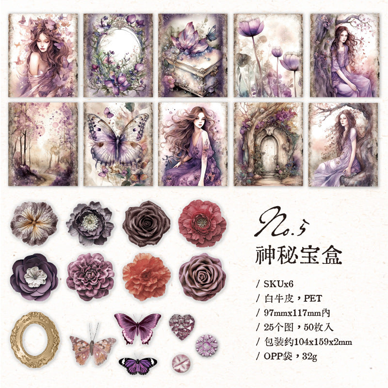 50 Pcs Fantasy Scrapbook Supplies Kit HDQL