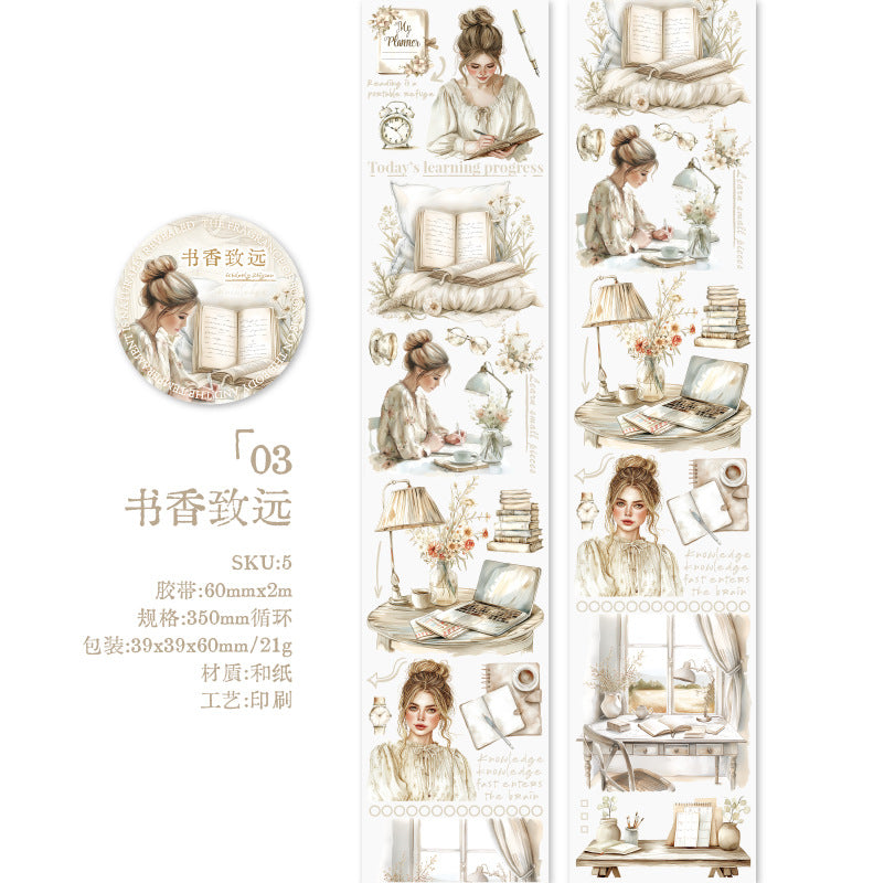 1 Roll Reading Girl Washi Tape HYSJ