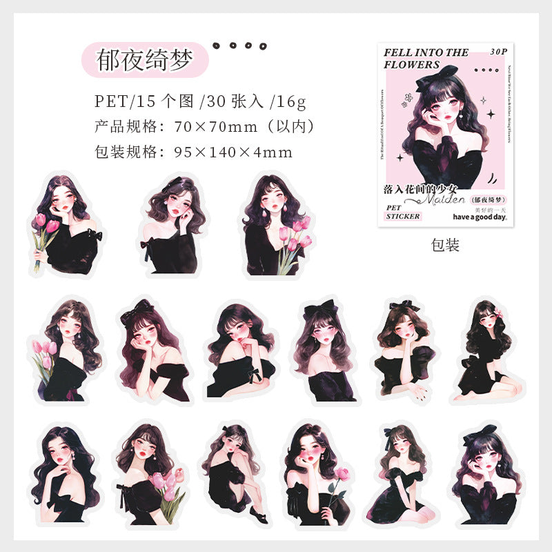 30 Pcs Summer Girl PET Stickers LRHJSN