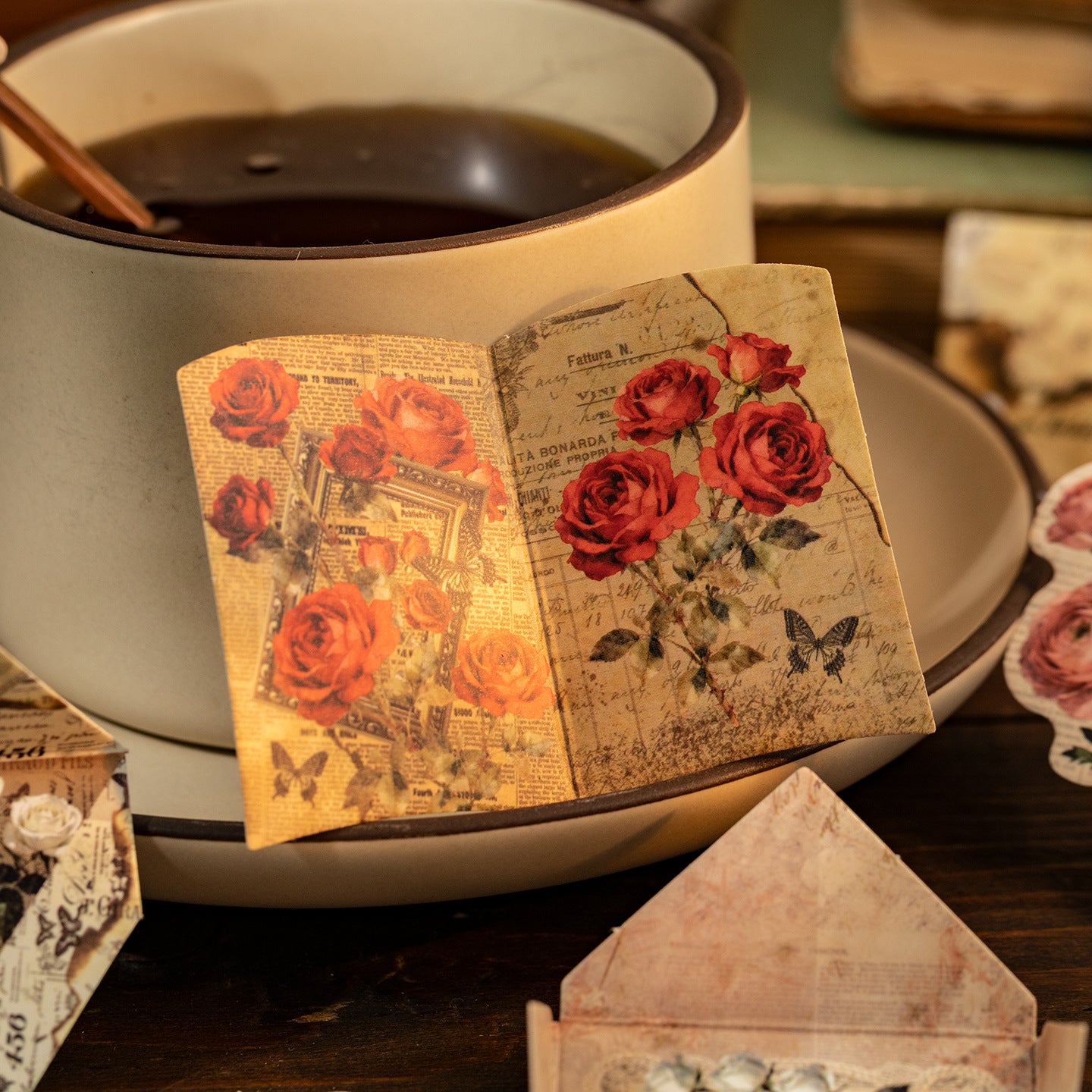 14 Pcs Flower Themed Cardstock and Envelope FHLX