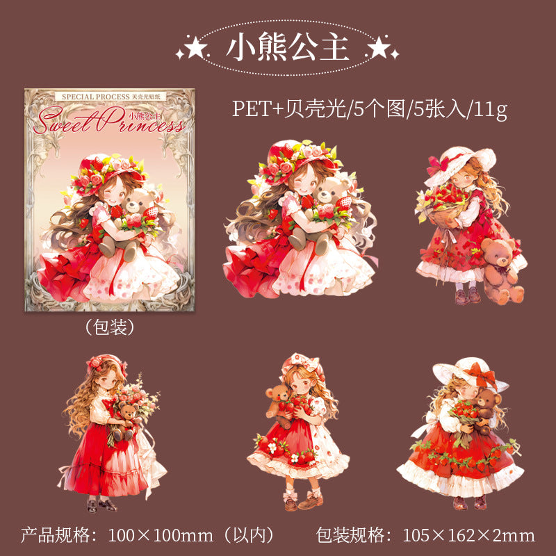 5 Pcs Princess PET Stickers TMGZ