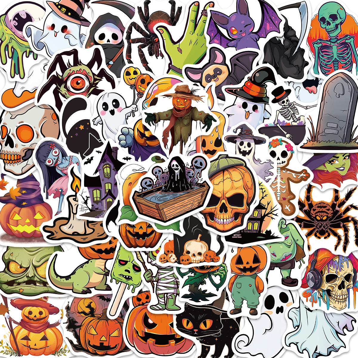 50 Pcs Vinyl Halloween Pumpkin Stickers WSJ413