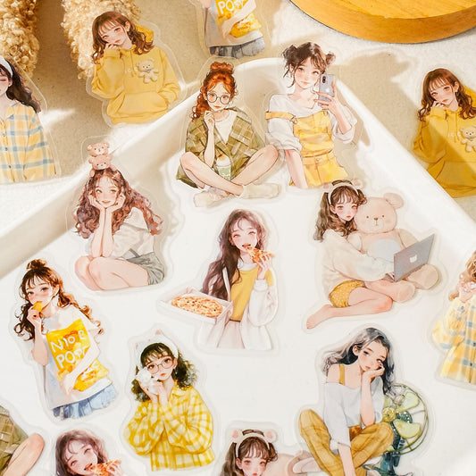 15 Pcs Cute Girl PET Stickers YRXQ