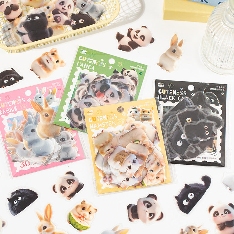 30 Pcs Cartoon Animal PET Stickers KAZY