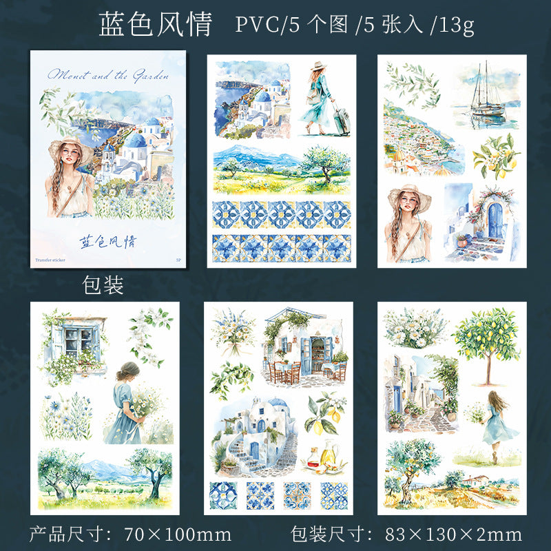 5 Sheets Garden Themed Transfer Stickers MNYHY