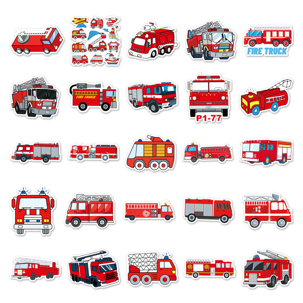 50 Pcs Vinyl Fire Engine Stickers XFC493
