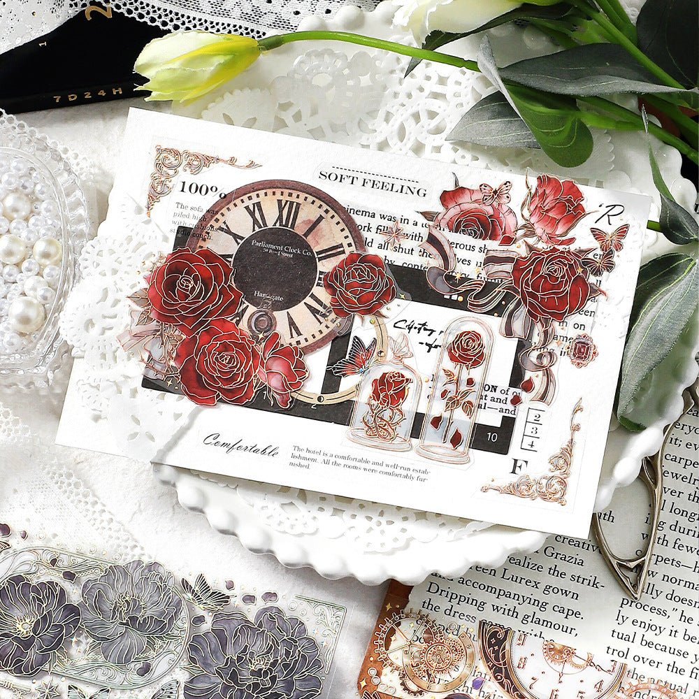 3 Pcs Flowers PET Stickers BLMJ