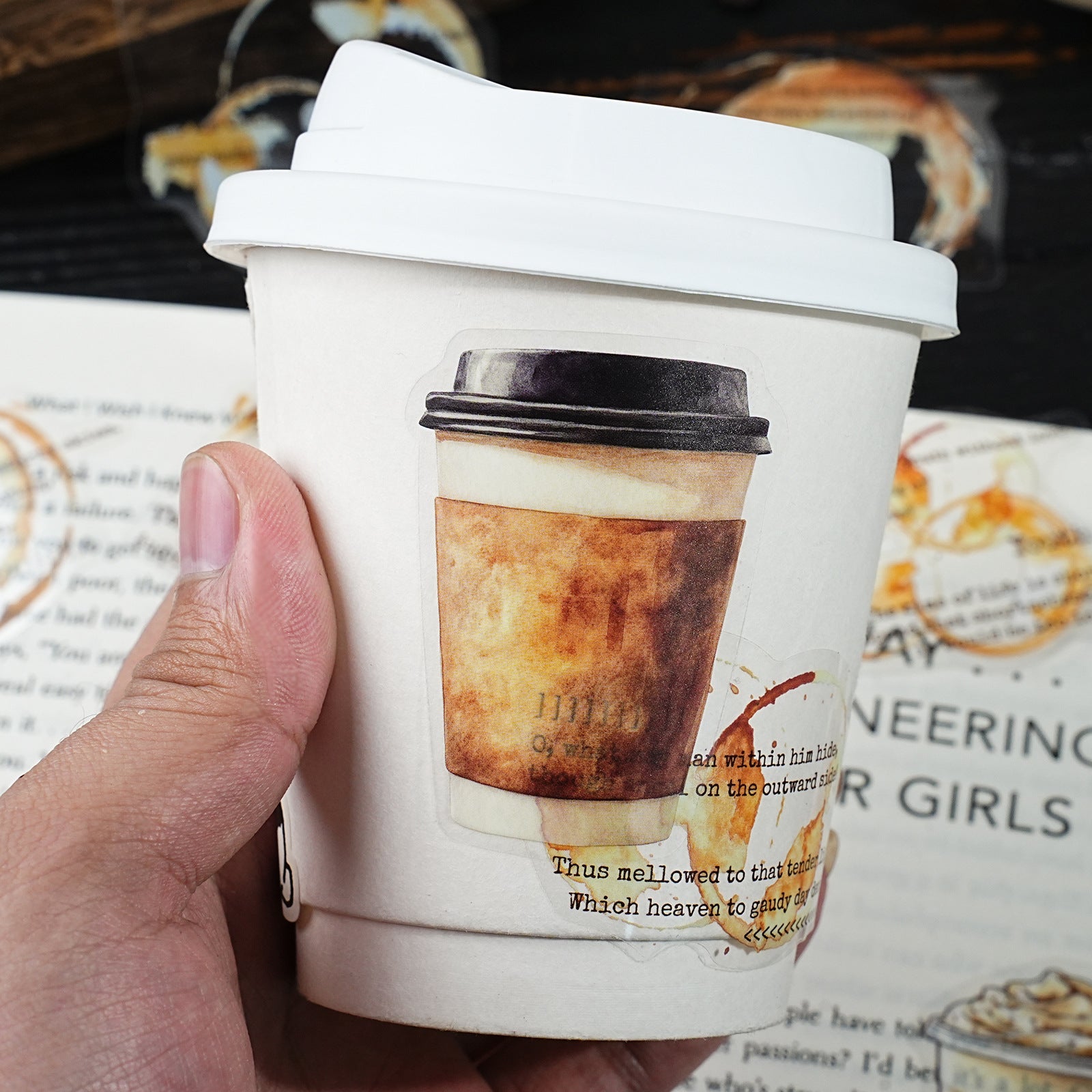 30 Pcs Coffee Words PET Stickers KFZY