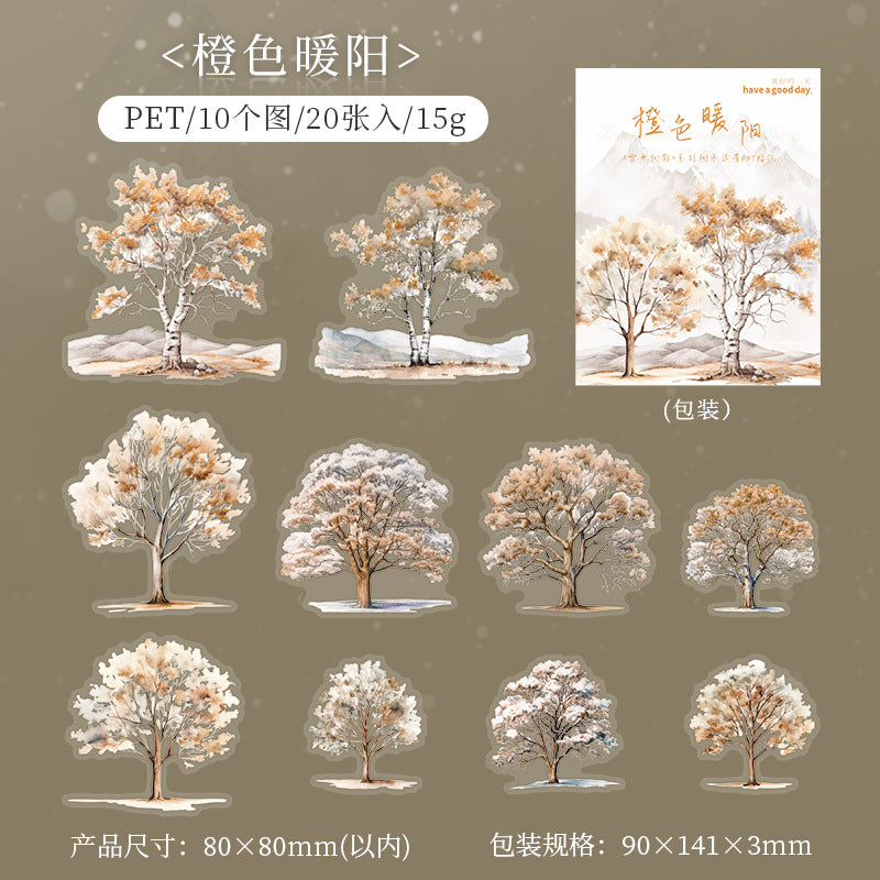 20 Pcs Winter Tree PET Stickers XZSY