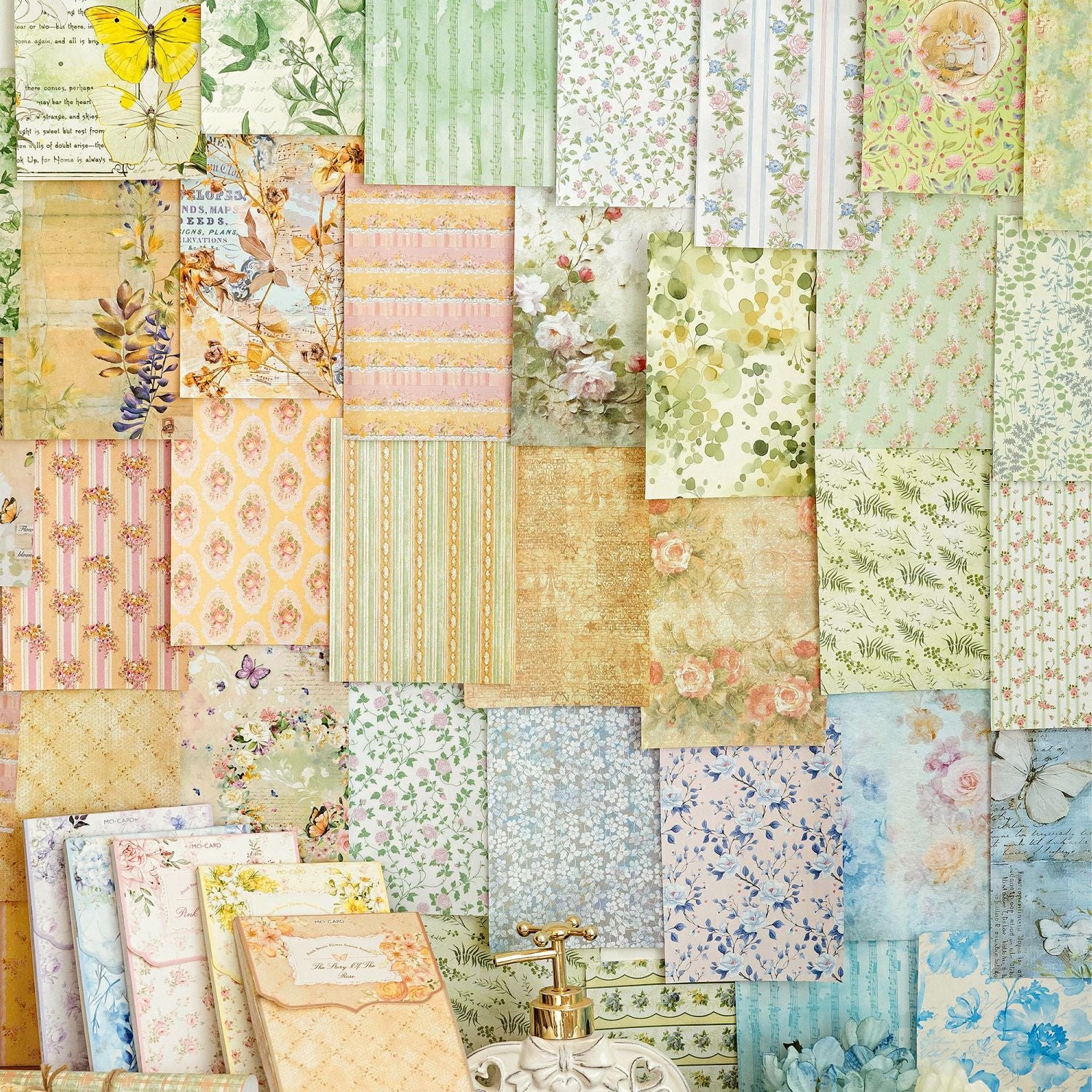 50 Pcs Basic Floral Scrapbook Paper QFHJ