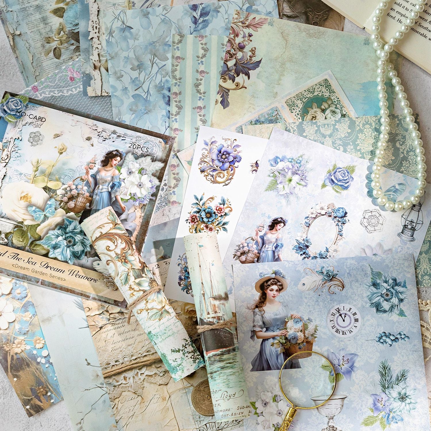 20 Pcs Vintage Floral Scrapbook Paper MJHY