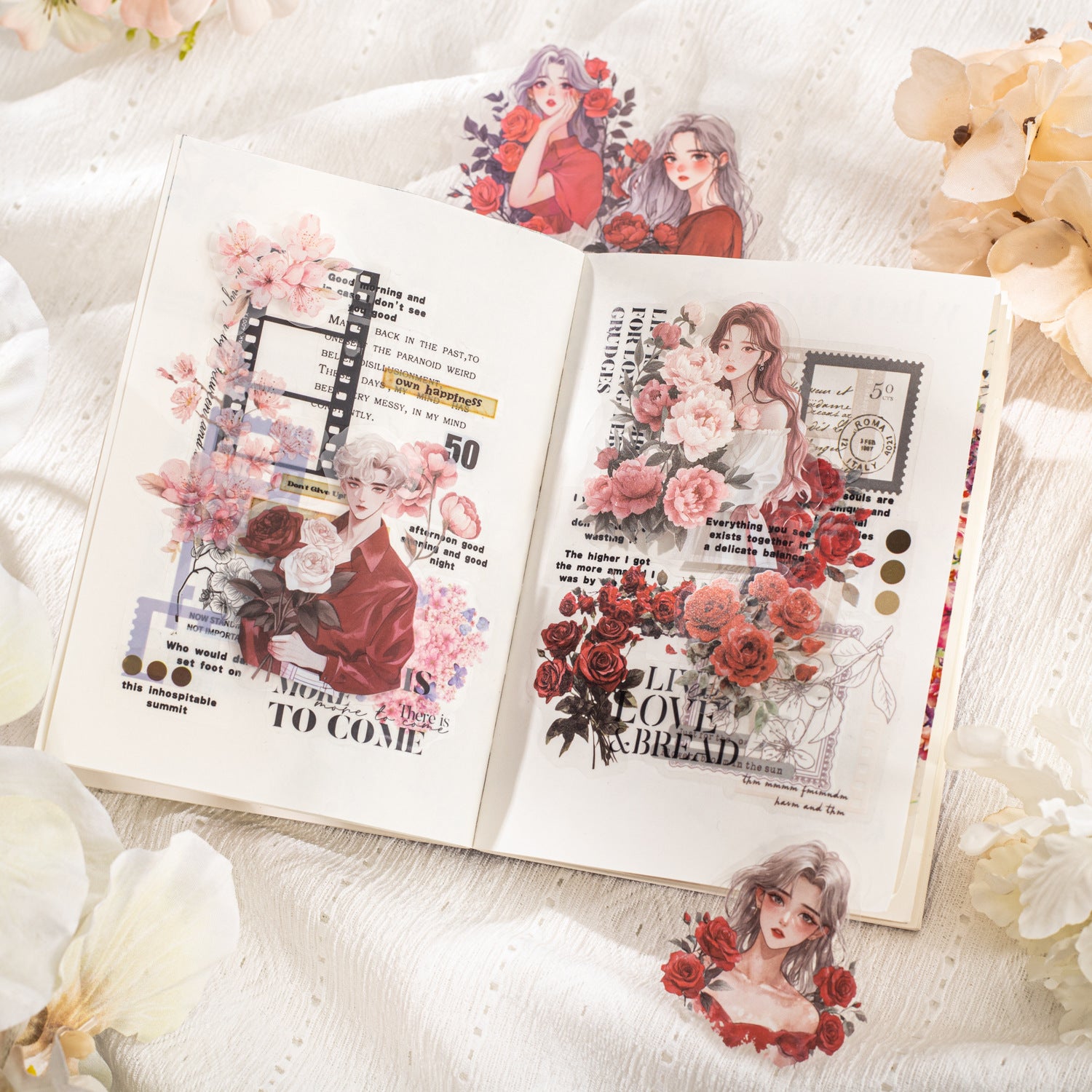 15 Pcs Rose Girl PET Stickers QPZHHZ