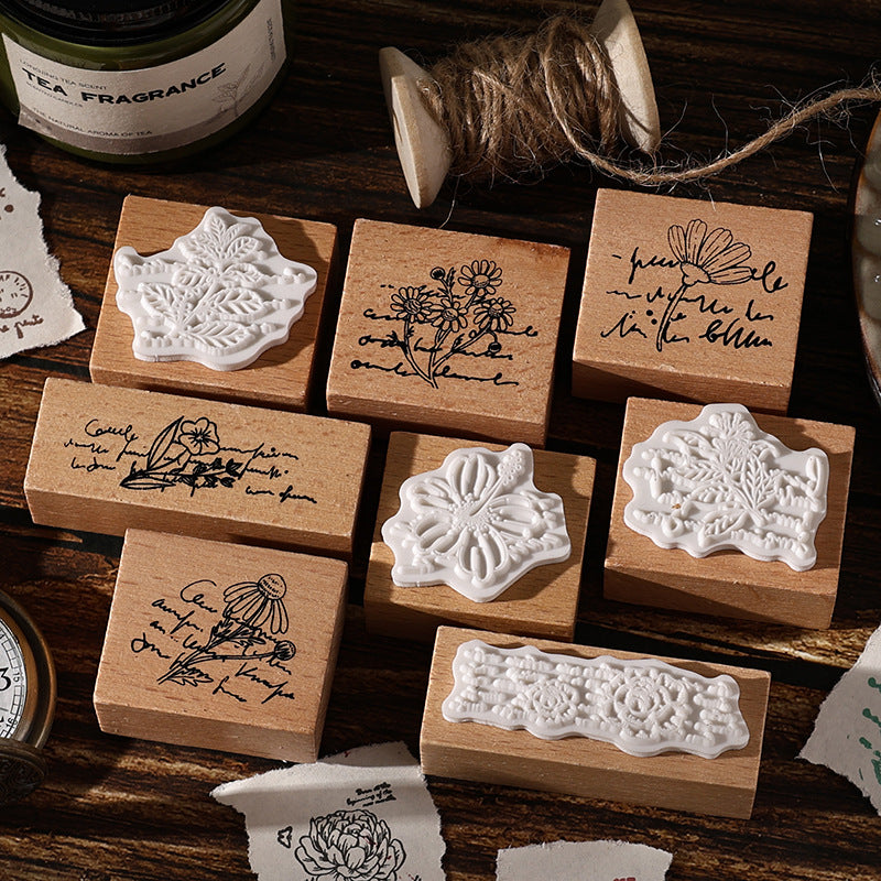 8 Pcs Vintage Wooden Stamp Kit MGYJ