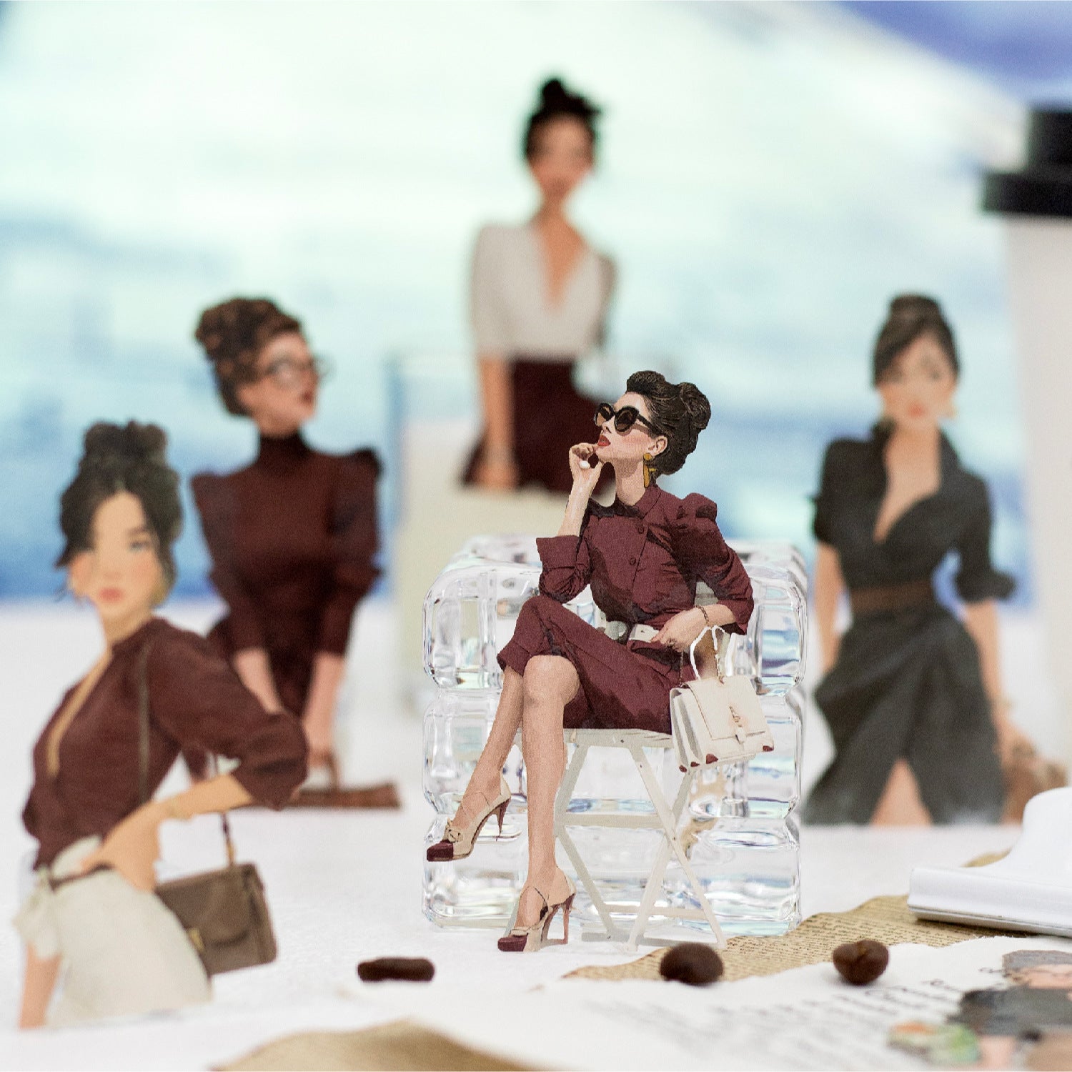 10 Pcs Summer Lady Girl PET Stickers ZRXR