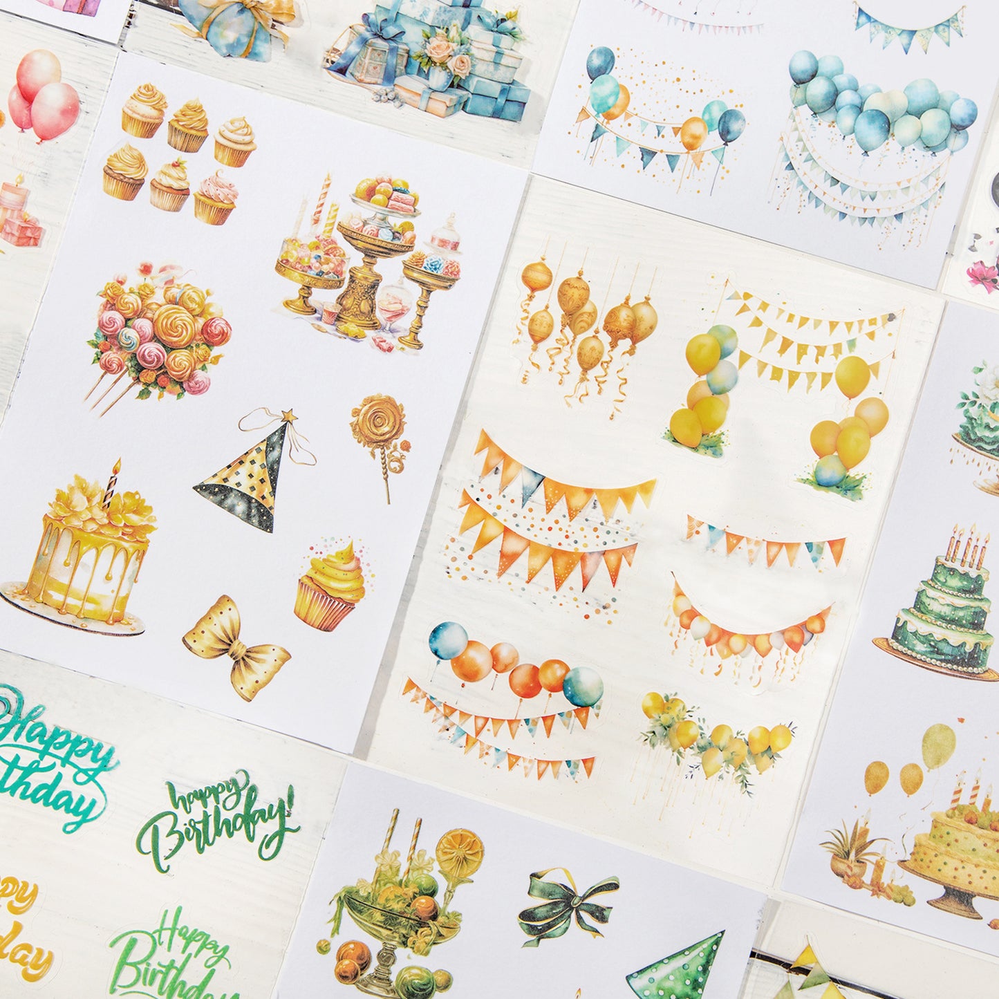 20 Sheets Party Theme PET and Washi Stickers Book HLPD