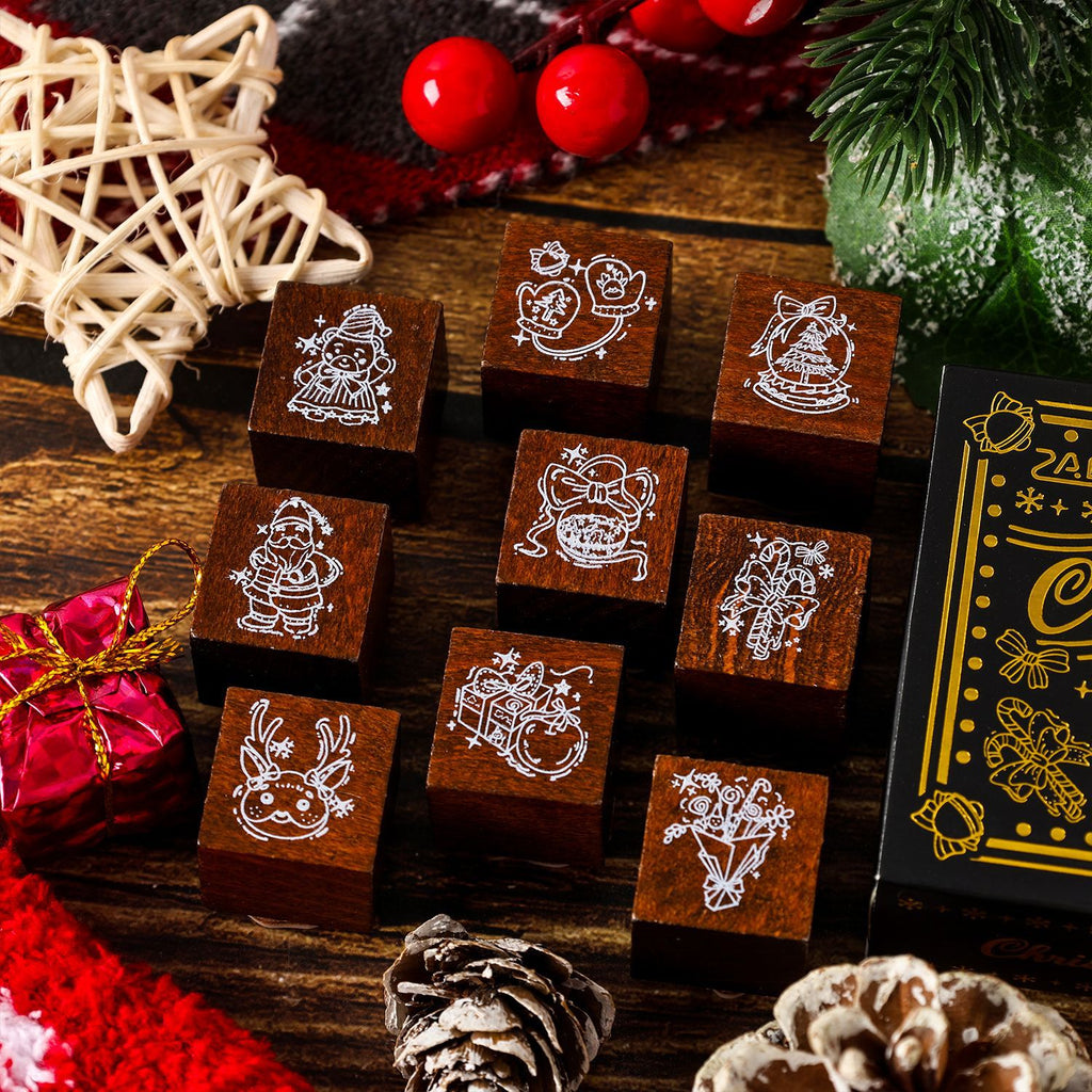 9 Pcs Christmas Wooden Stamp Kit SDYXL