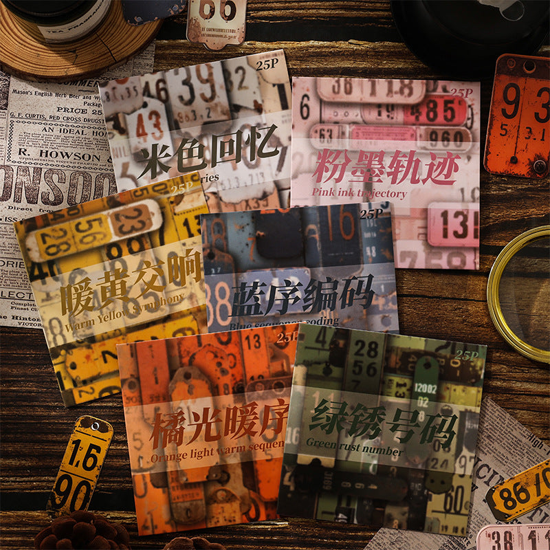 25 Pcs Vintage Number Label Cardstock Paper SZJG