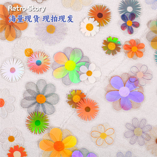 20 Pcs Flower PET Stickers RCXL