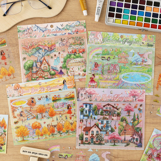 Fantasy Garden Manor Scene DIY Stickers Kit HYTL
