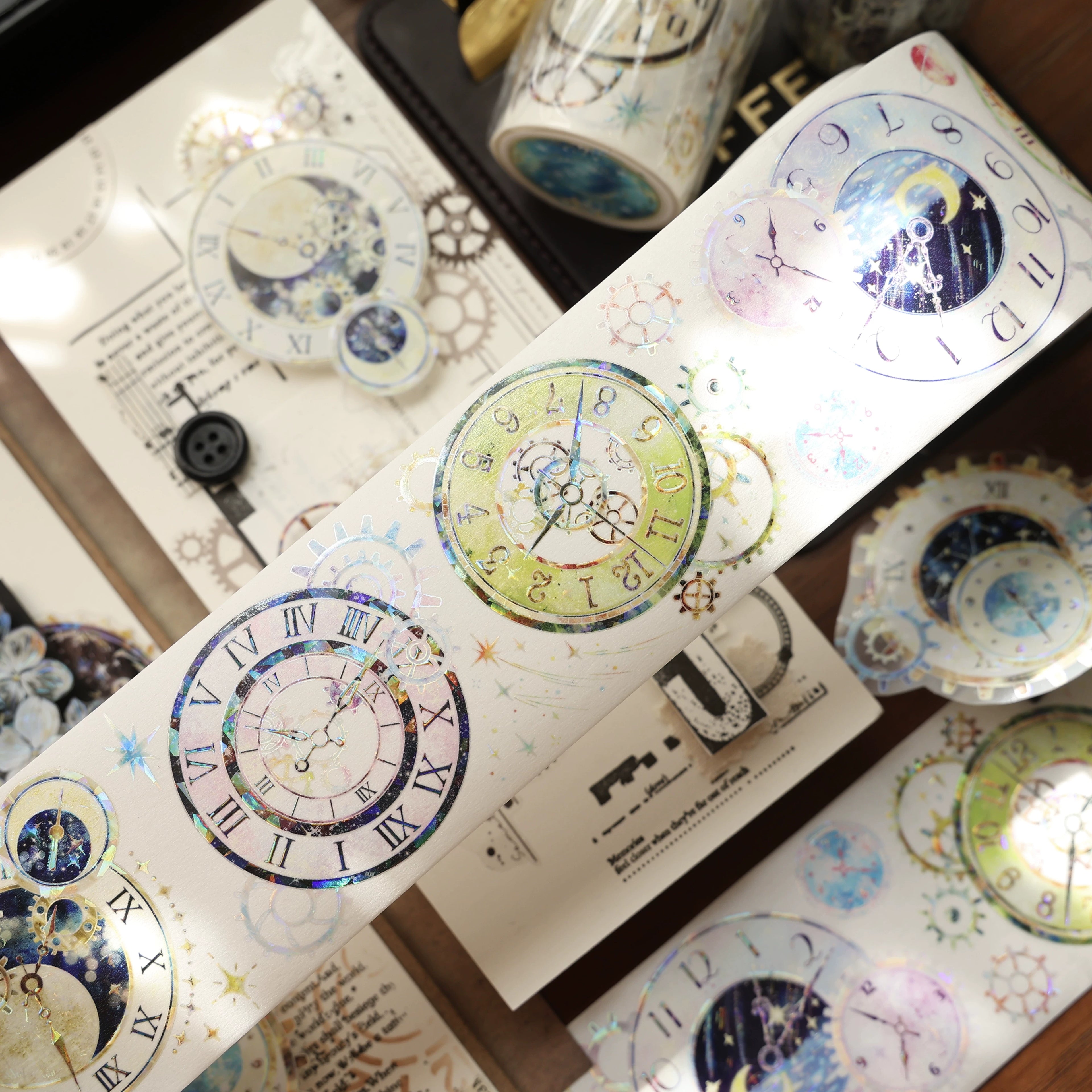 Floral Decorative Tape Rolls- Horology Gears
