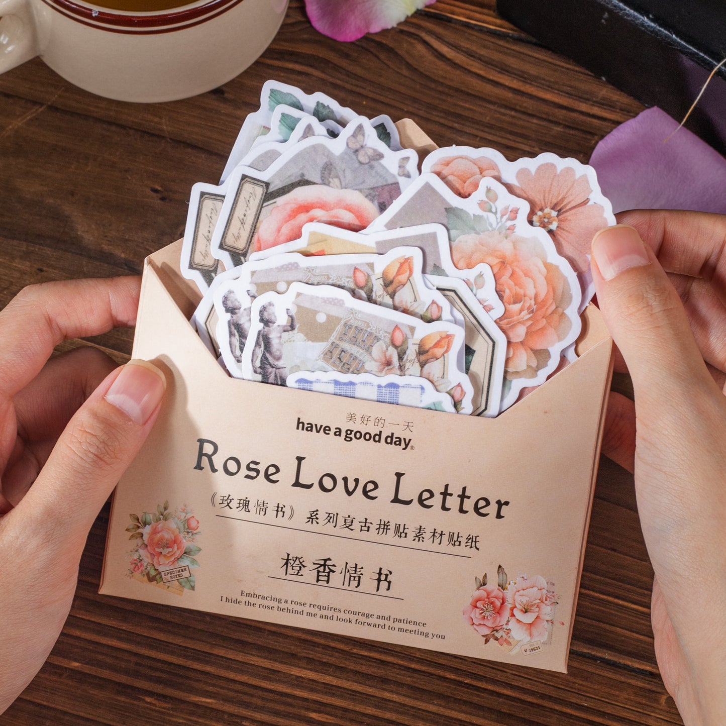 40 Pcs Rose Themed Washi Stickers MGQS