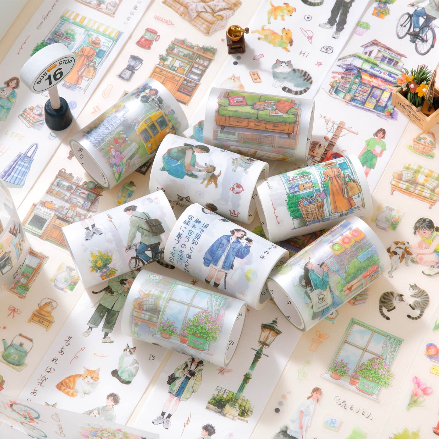 4 Rolls Lifestyle Stickers Tape Set JXSG
