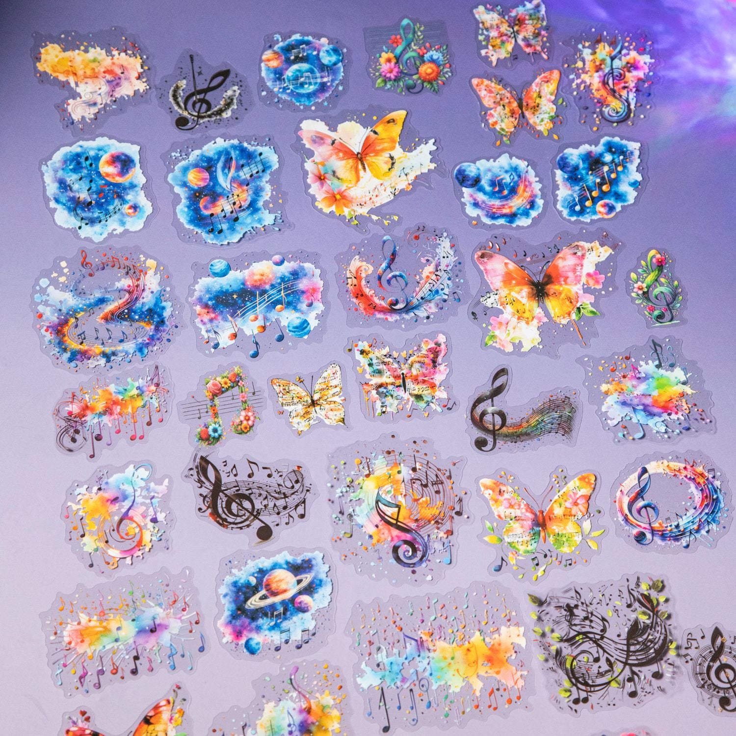 15 Pcs Watercolor Musical Notes PET Stickers CSXL