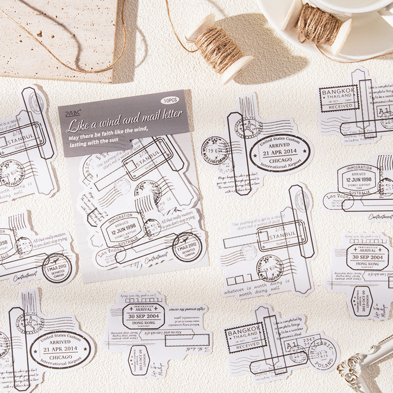 10 Pcs Vintage Collage Washi Stickers SGZY